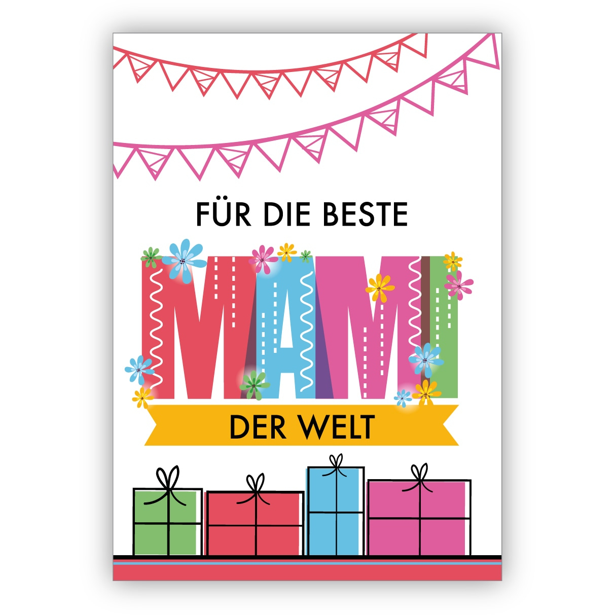 Bunte Liebevolle Glückwunschkarte Zum Muttertag, Muttertaggskarte,  Geburtstagskarte, Weihnachtskarte: Für Die Beste Mami Der Welt bei Die Schönsten Geburtstagskarten