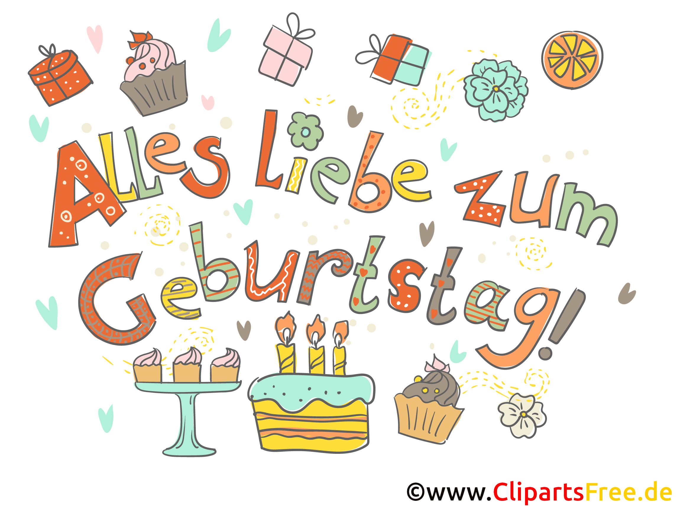 Clipart Alles Liebe Zum Geburtstag ganzes Clipart Geburtstag Kostenlos