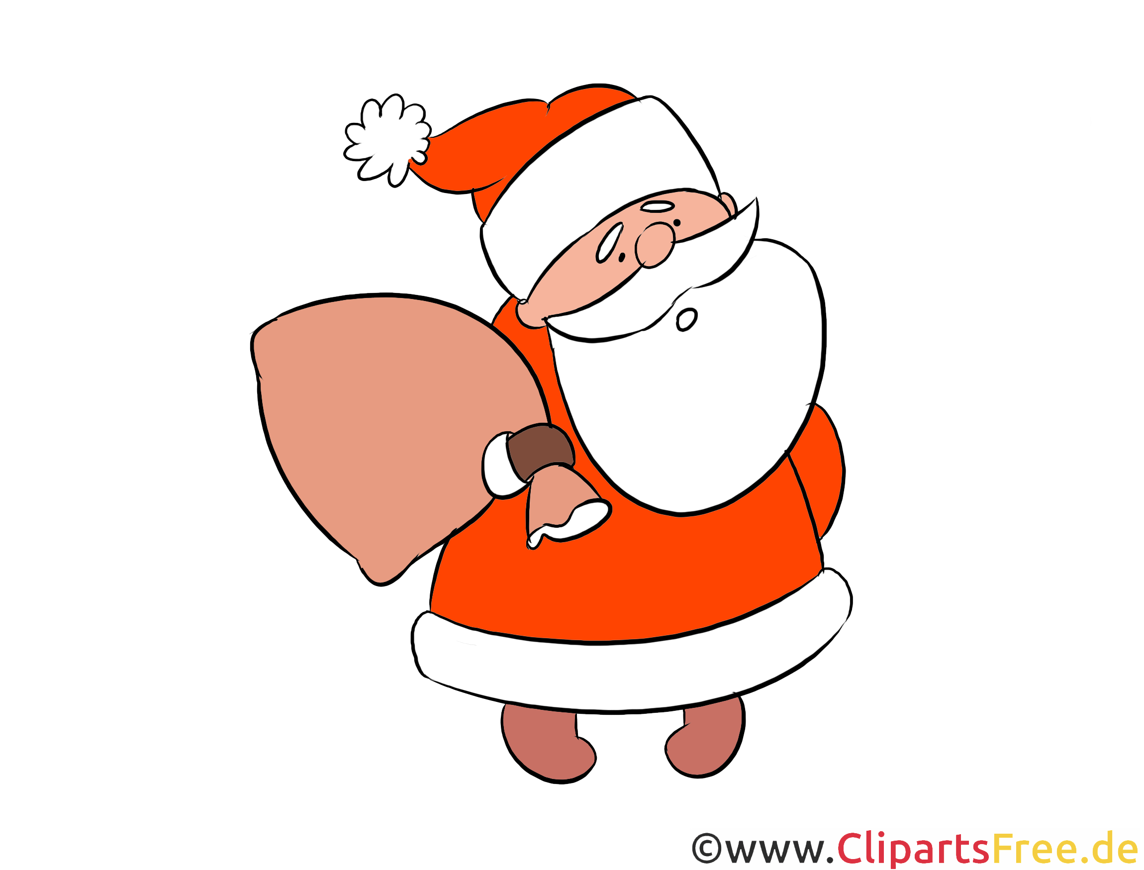 Clipart Weihnachtsmann Illusration, Bild, Grafik, Comic mit Comic Weihnachtsmann
