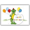 Coole Kinder Geburtstagskarte, Happy Birthday, Mit Drachen Dinolino Und  Luftballons für Geburtstagskarten Kinder
