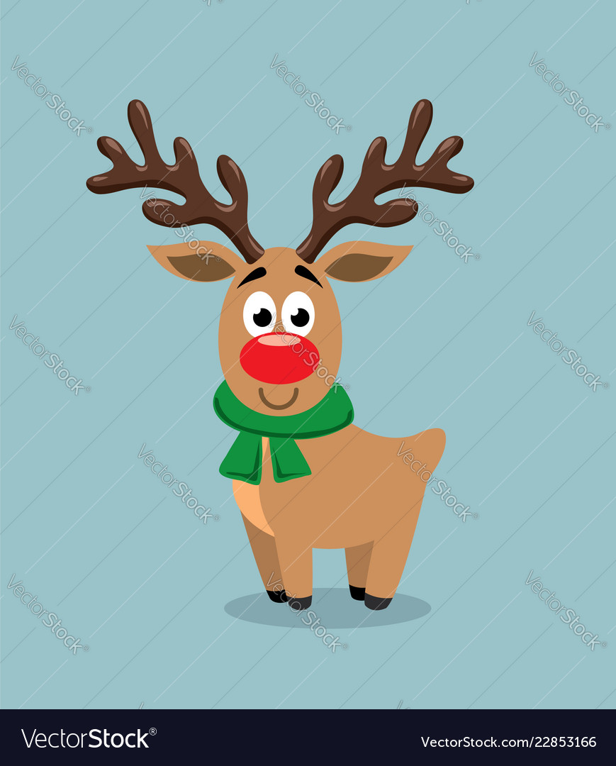 Cute Cartoon Of Red Nosed Reindeer Rudolph in Rudolph And The Red Nosed Reindeer