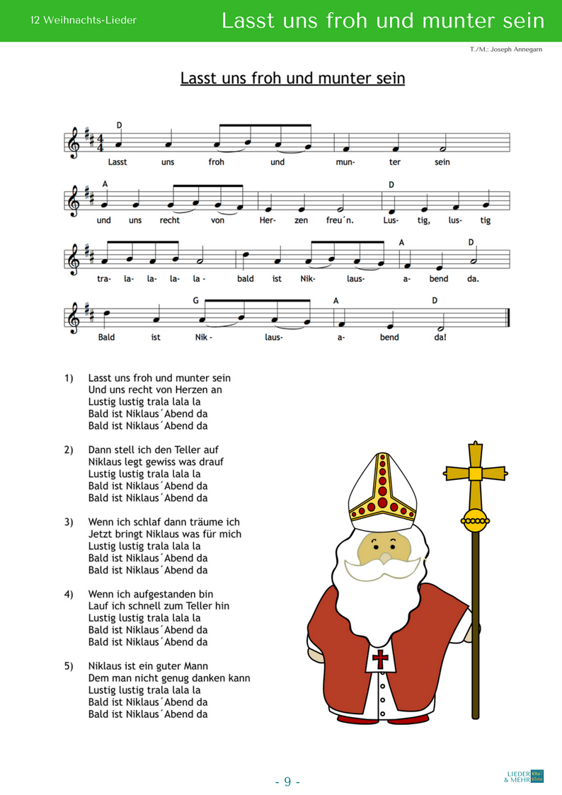 Das Nikolauslied - Einfache Akkorde, Kinderfreundliche Lage innen Guten Tag Ich Bin Der Nikolaus Akkorde