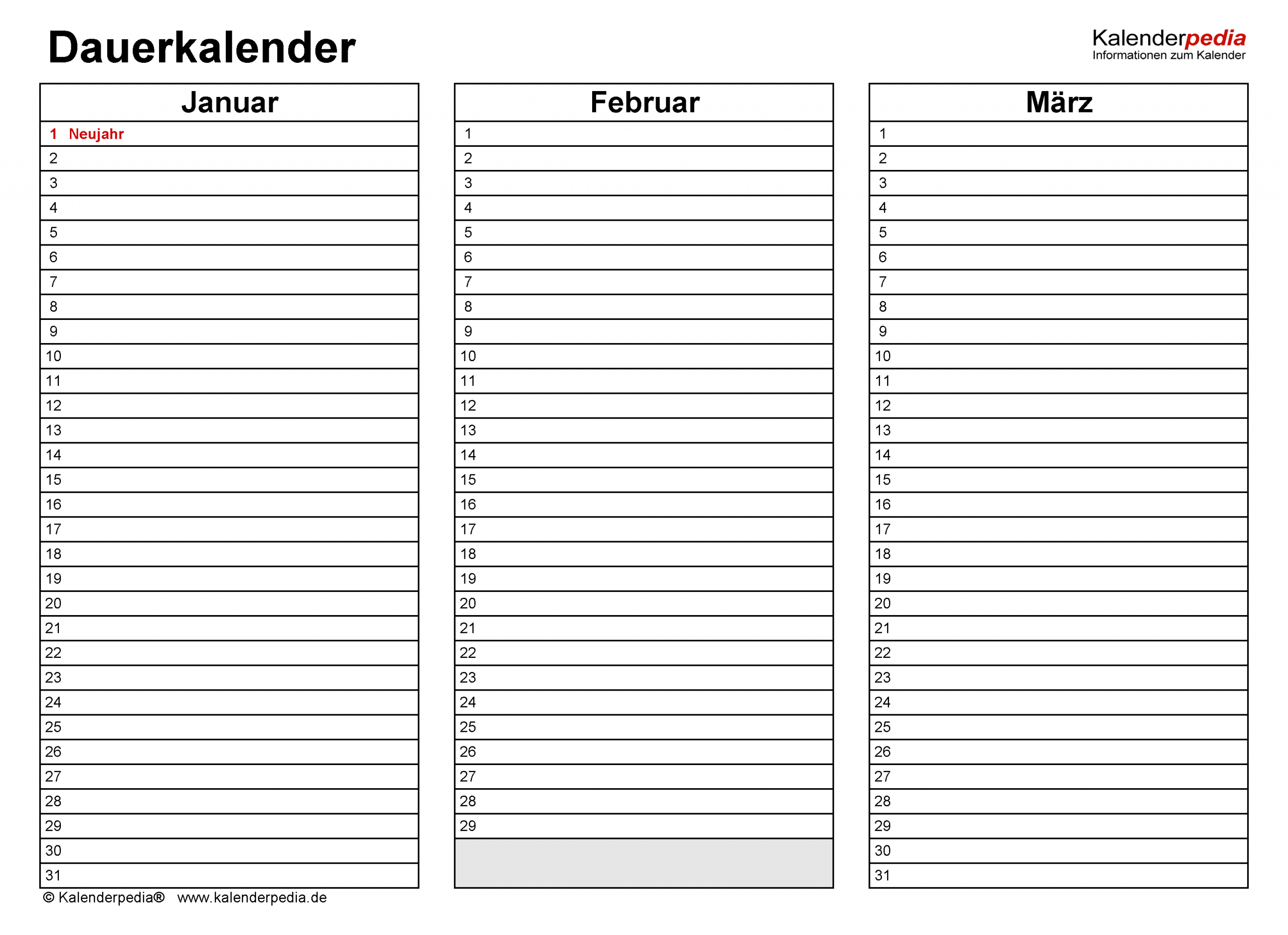 Dauerkalender / Immerwährender Kalender Für Excel Zum Ausdrucken verwandt mit Kalender Für Jedes Jahr