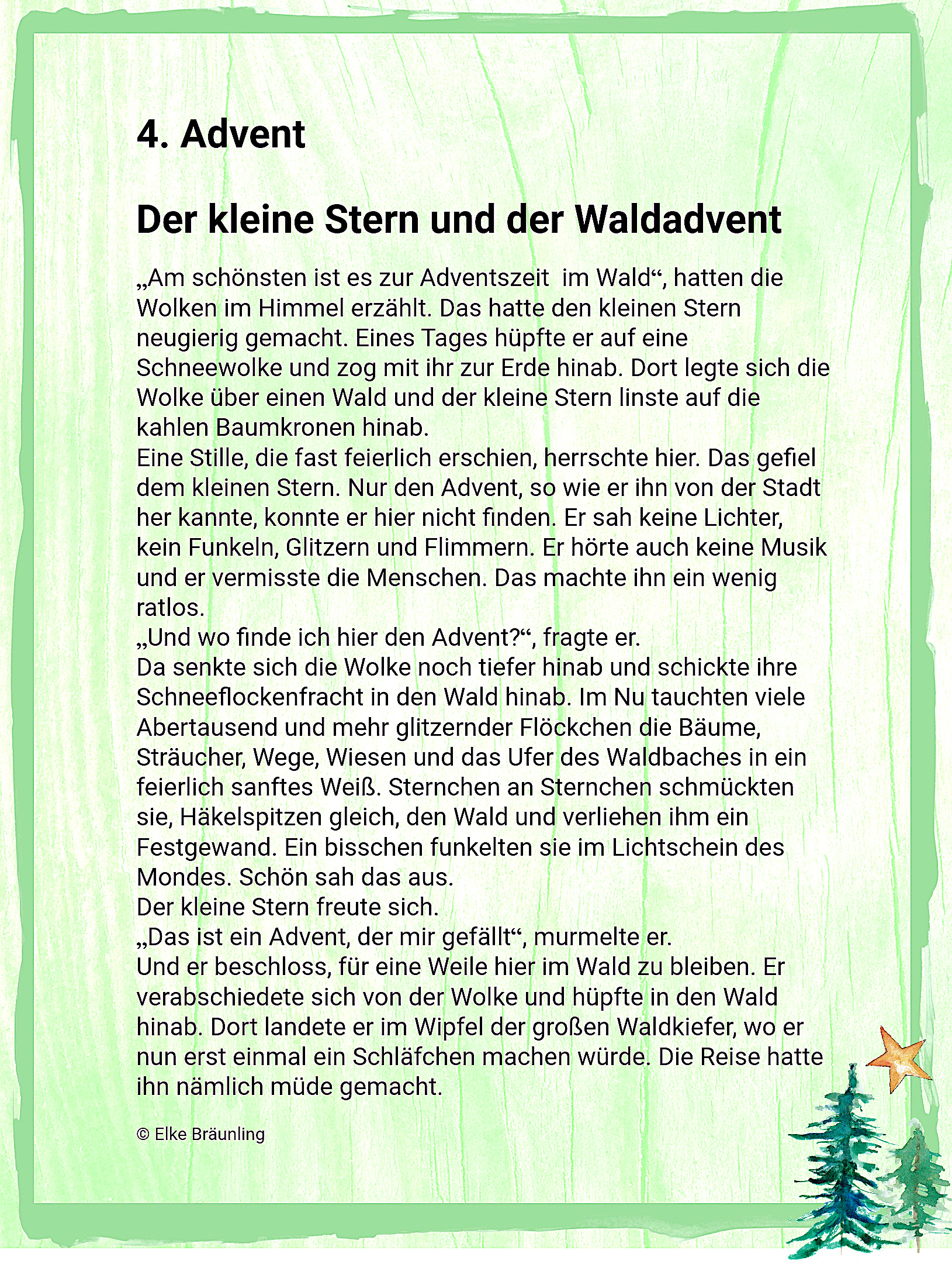 Der Kleine Stern Und Der Waldadvent – 4. Advent | Winterzeit ganzes Weihnachtsgeschichten Für Den Kindergarten