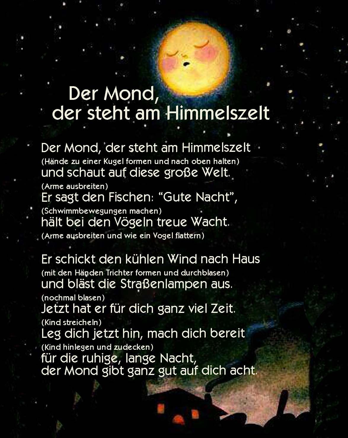 Der Mond, Der Steht Am Himmelszelt (Mit Bildern) | Gute mit Die Schönsten Gute Nacht Gedichte