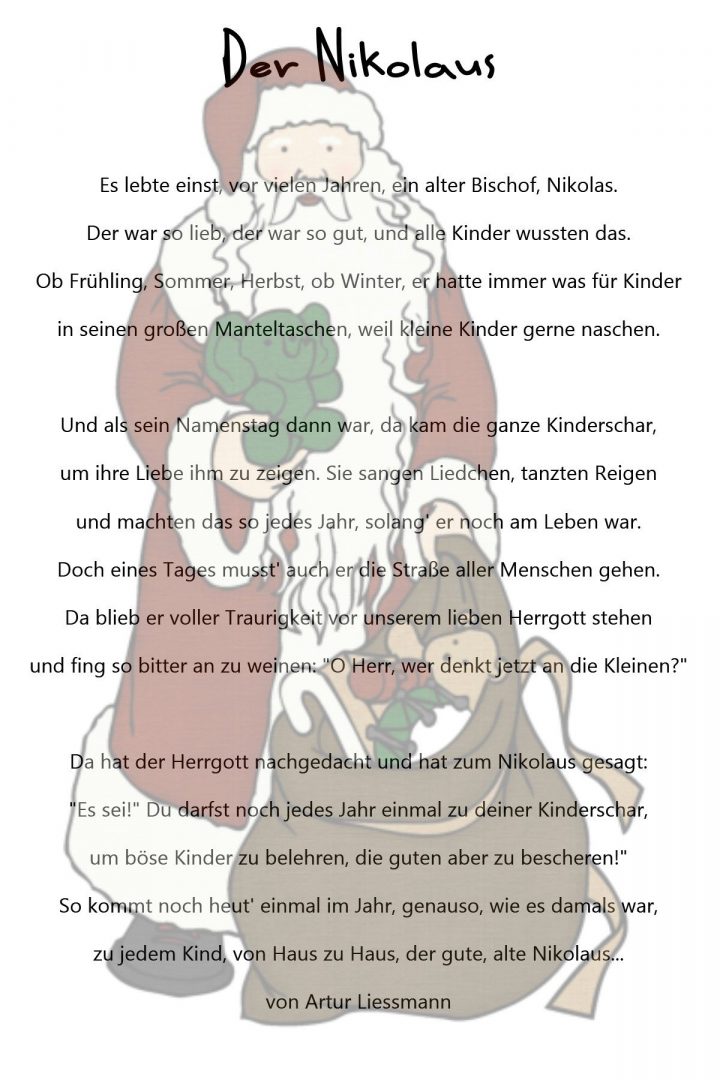 Der Nikolaus | Kindergedichte, Nikolaus Geschichte, Nikolaus bei Nikolaus Geschichte Für Kleinkinder