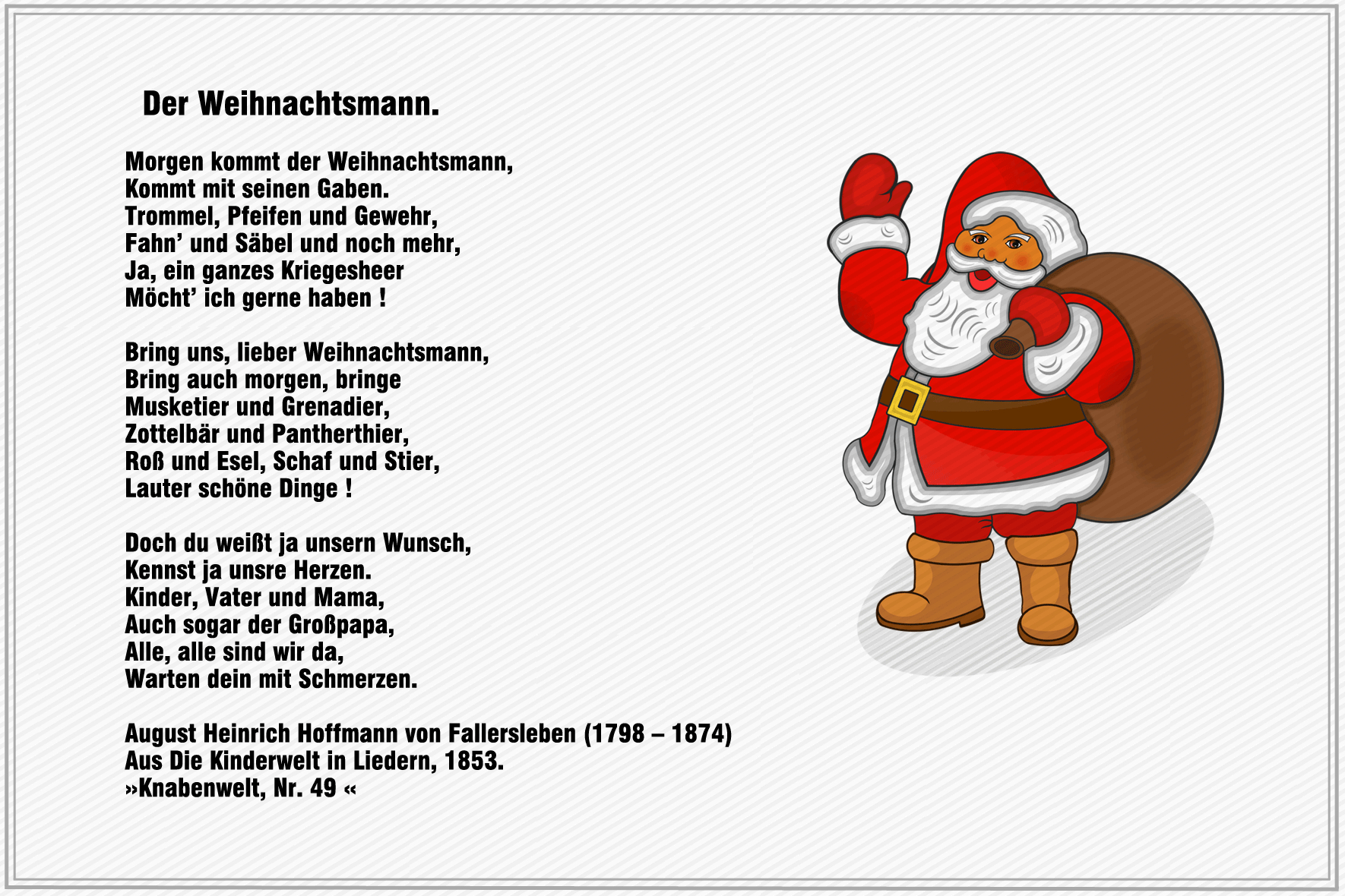 Der Weihnachtsmann – Hoffmann Von Fallersleben | Gedichte bestimmt für Gedichte Für Den Weihnachtsmann Kurz