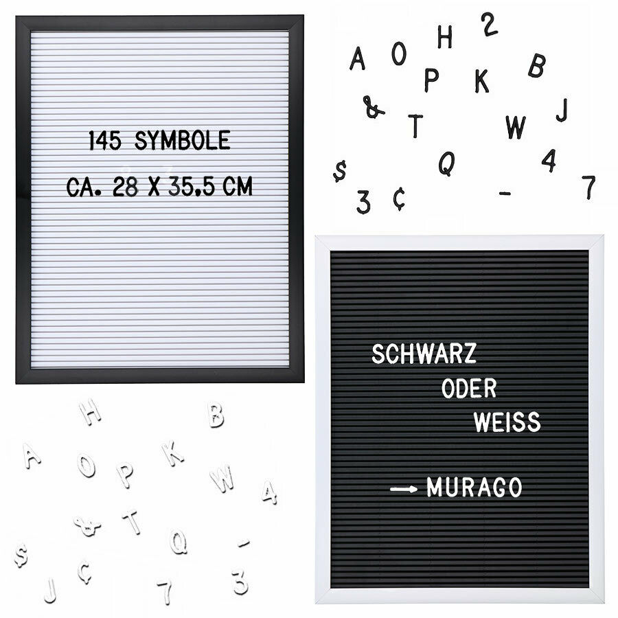 Details Zu Letterboard Ca.35,5 X 28Cm Stecktafel Buchstabentafel Schwarz  Weiß 145 Symbole verwandt mit Buchstabentafel
