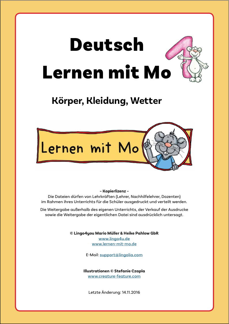 Deutsch Lernen Mit Mo - Teil 1 innen Kinder Lernen Deutsch Materialien
