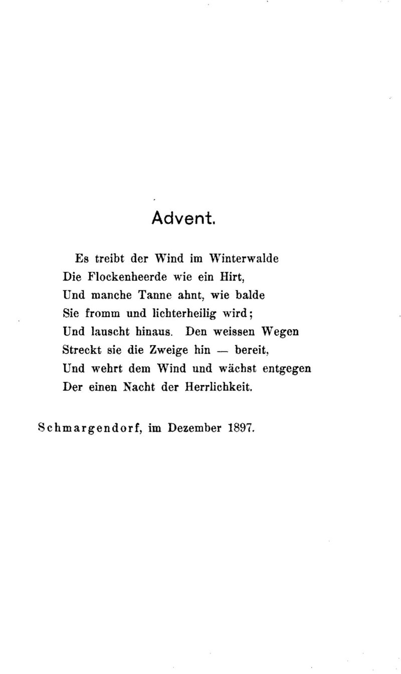 Deutsches Textarchiv – Rilke, Rainer Maria: Advent. Leipzig bestimmt für Rainer Maria Rilke Weihnachtsgedichte