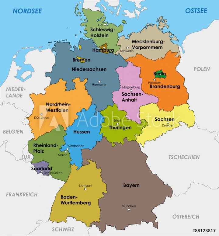 Deutschland Karte Bundesländer Landeshauptstädte Hauptstadt für Bundesländer Und Ihre Landeshauptstädte