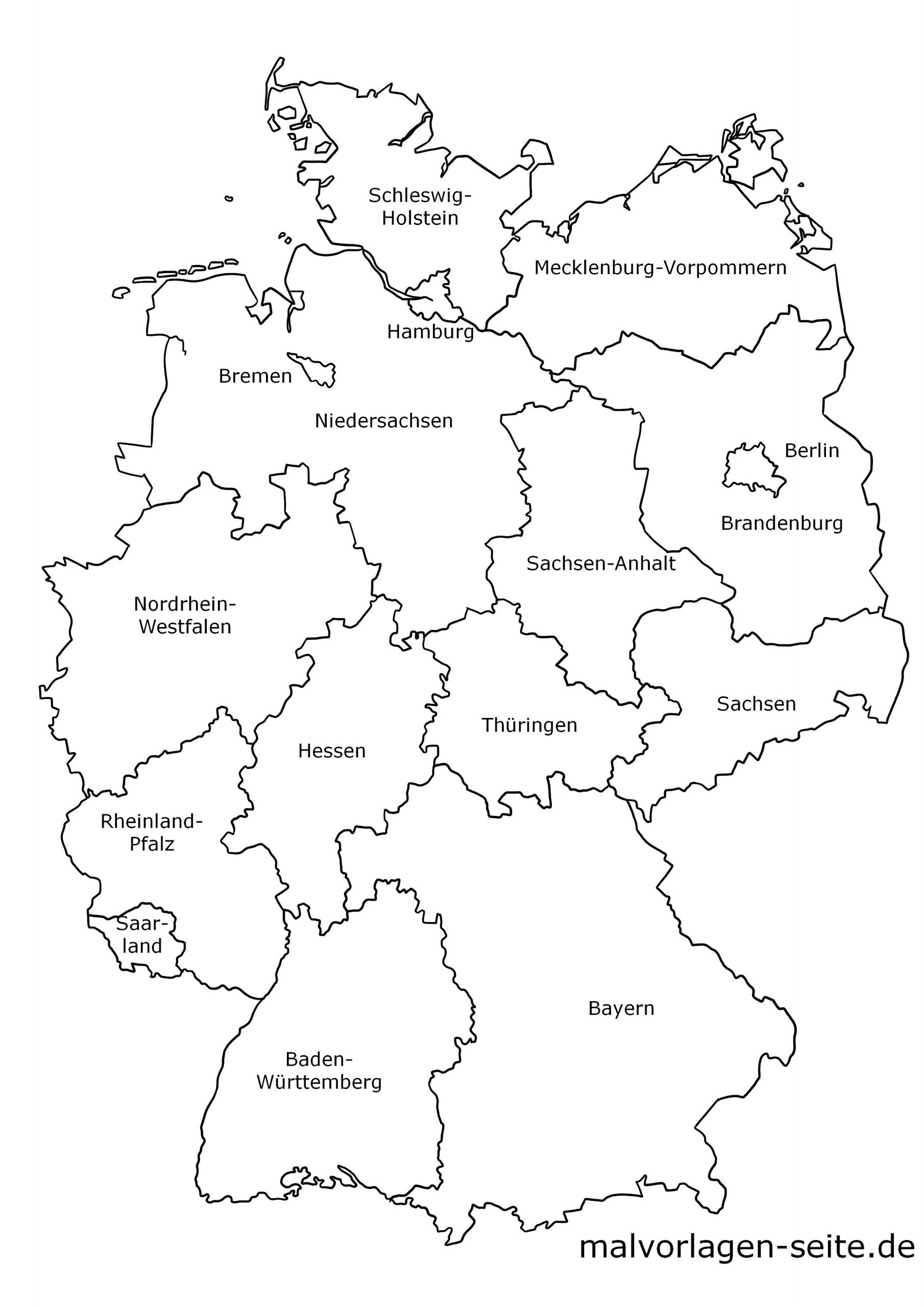 Deutschland Landkarte Der Bundesländer - Politsche Karte bei Bundesländer Deutschland Mit Hauptstädten Karte