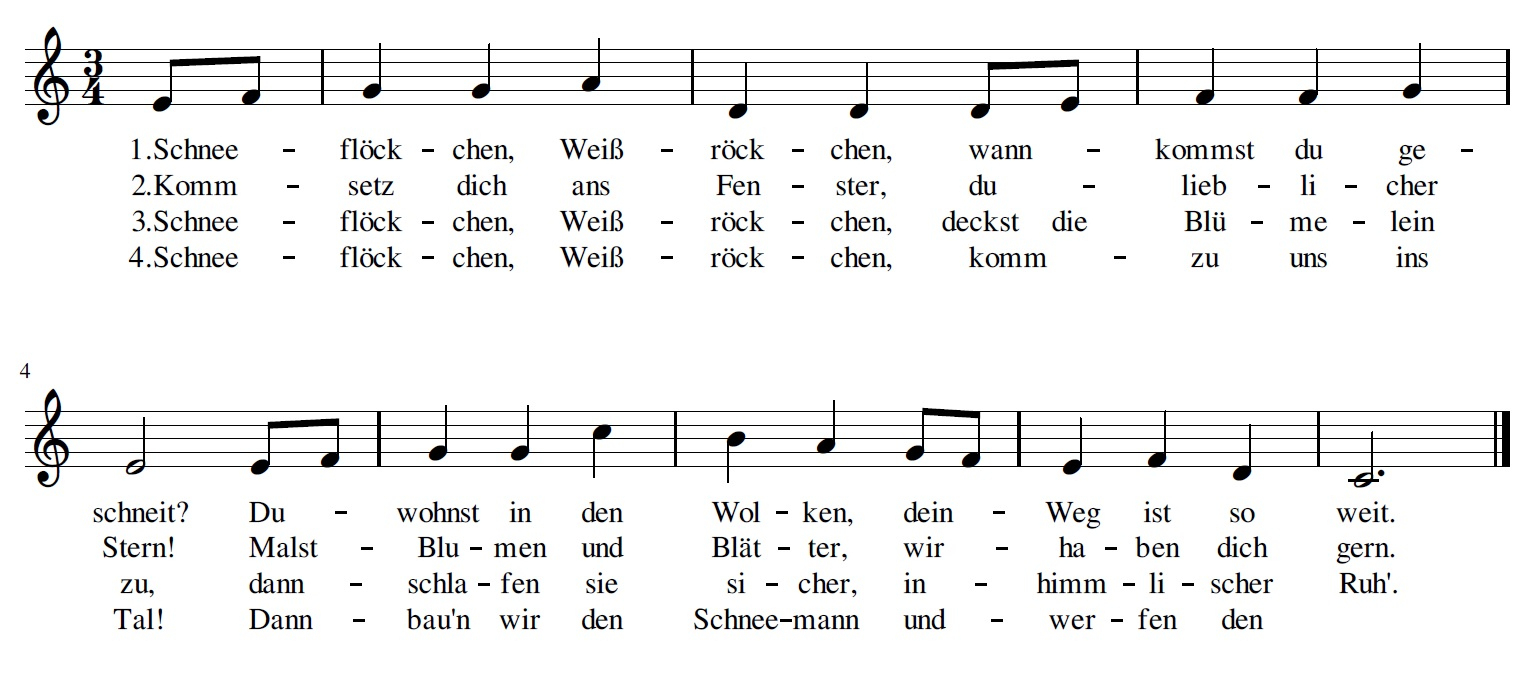Liedtext Schneeflöckchen Weißröckchen - kinderbilder.download