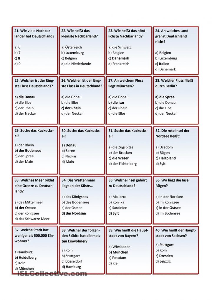 Deutschland Quiz (Mit Bildern) | Deutschland Quiz verwandt mit Quiz Allgemeinwissen Zum Ausdrucken