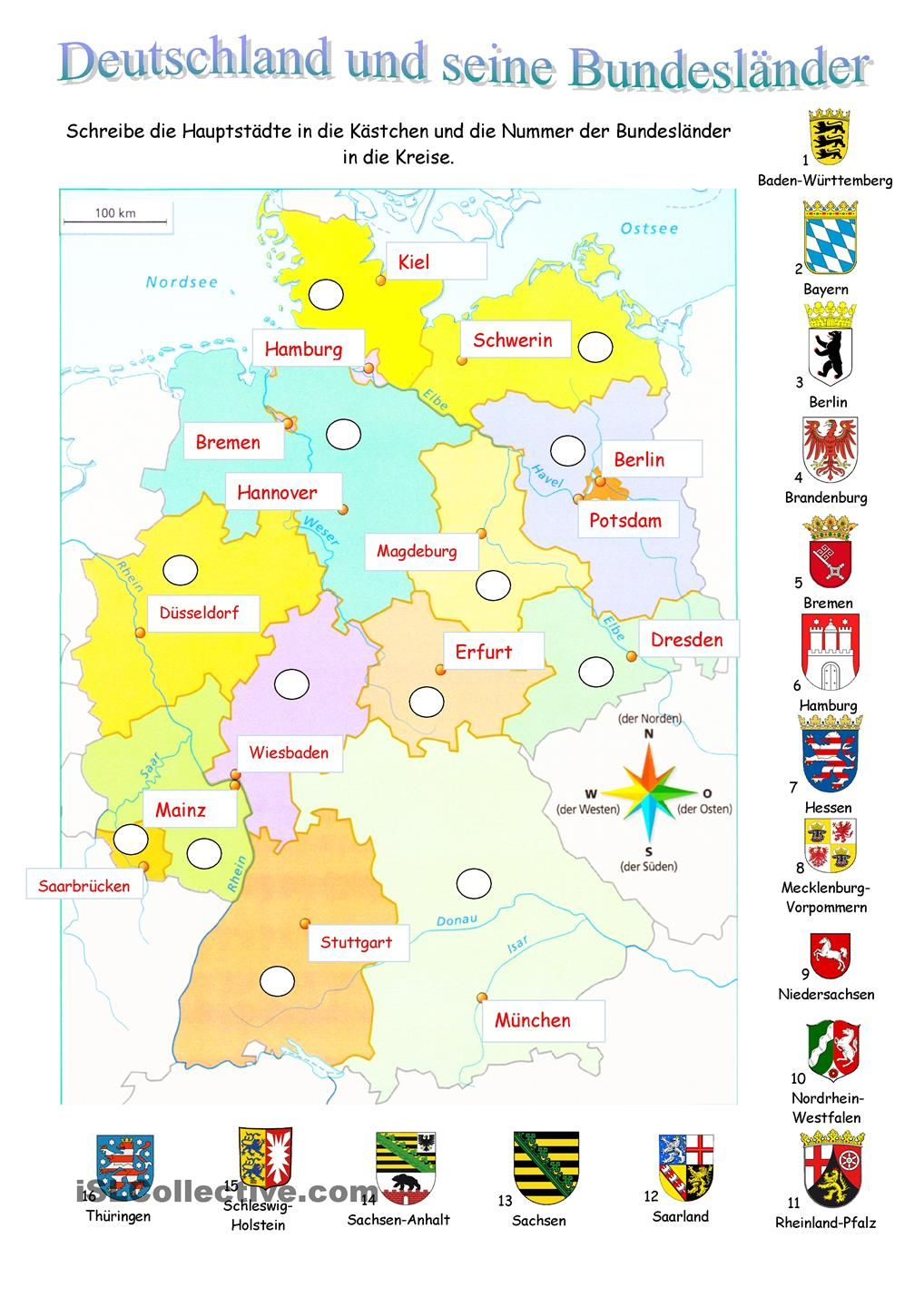 Deutschland Und Seine Bundesländer (Mit Bildern) | Deutsche mit Deutschland Die Bundesländer Und Ihre Hauptstädte