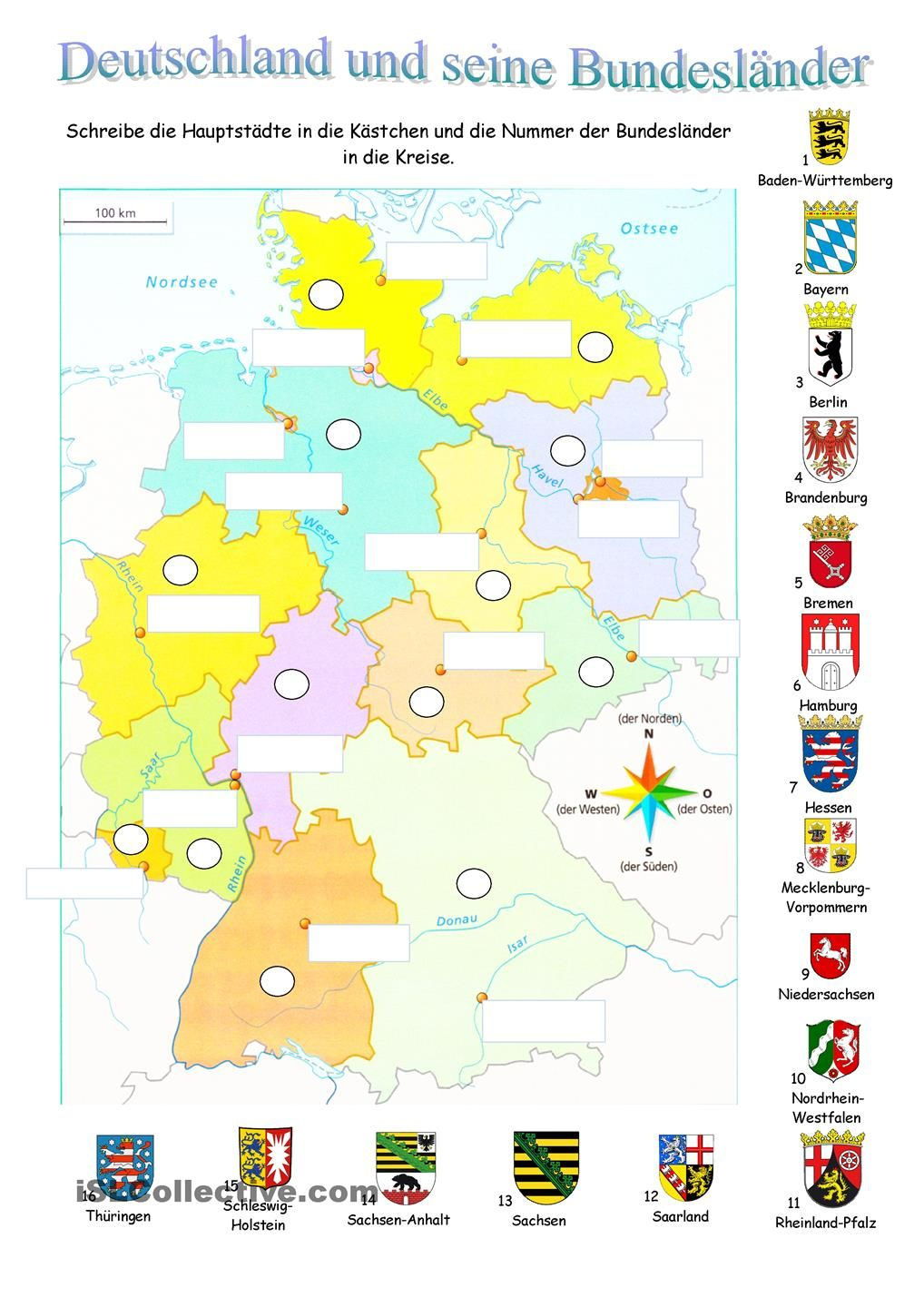 Deutschland Und Seine Bundesländer | Undervisning, Tysk verwandt mit Deutschland Und Die Bundesländer Hauptstädte