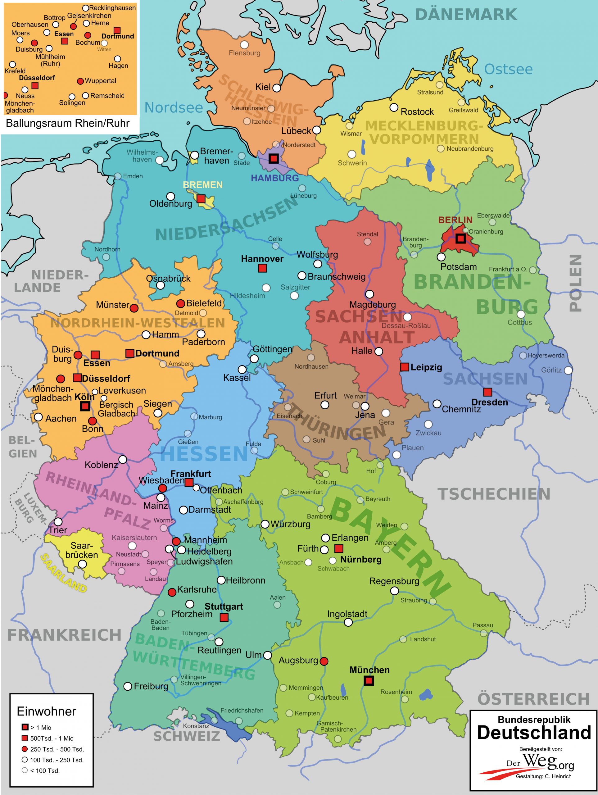 Deutschlandkarte | Der Weg bei Bundesländer Deutschland Karte Städte