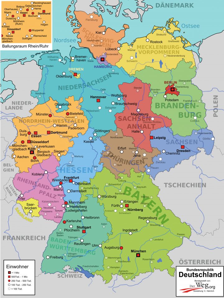 Deutschlandkarte | Der Weg in Karte Deutschland Bundesländer Städte