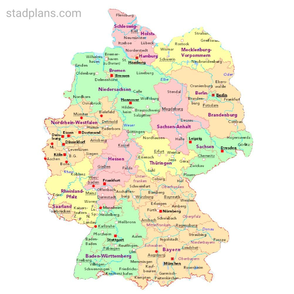 Bundesländer Deutschland Karte Städte - kinderbilder.download