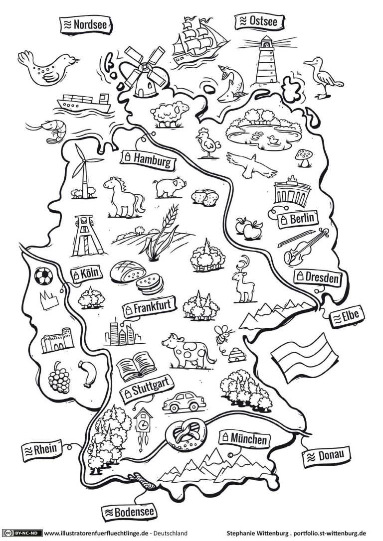 Deutschlandkarte (Mit Bildern)  Deutschland, Schule bestimmt für Deutschlandkarte Zum Ausmalen 