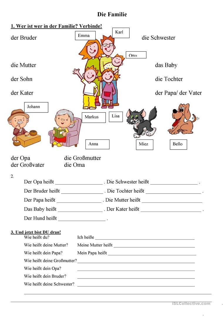Die Familie (Mit Bildern) | Deutsch Lernen, Kinder Lernen bei Deutsch Lernen Für Kinder Arbeitsblätter