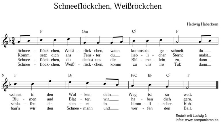 Liedtext Schneeflöckchen Weißröckchen - kinderbilder.download