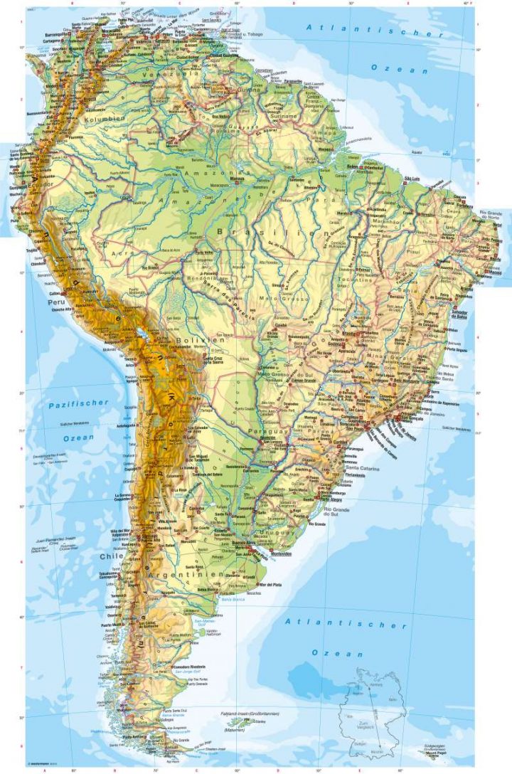 Diercke Weltatlas - Kartenansicht - Südamerika - Physische mit Stumme