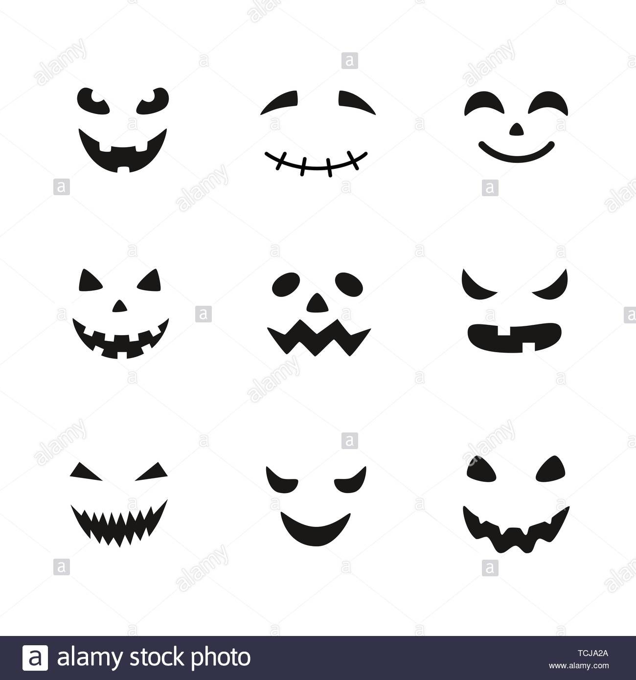 Diese Stock-Vektorgrafik Herunterladen: Sammlung Von in Halloween Gesichter Vorlagen