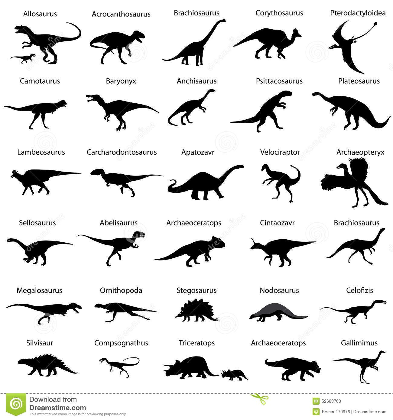 Dinosaur-Collection-Silhouettes-Dinosaurs-Names-52603703 bei Dinosaurier Namen Und Bilder