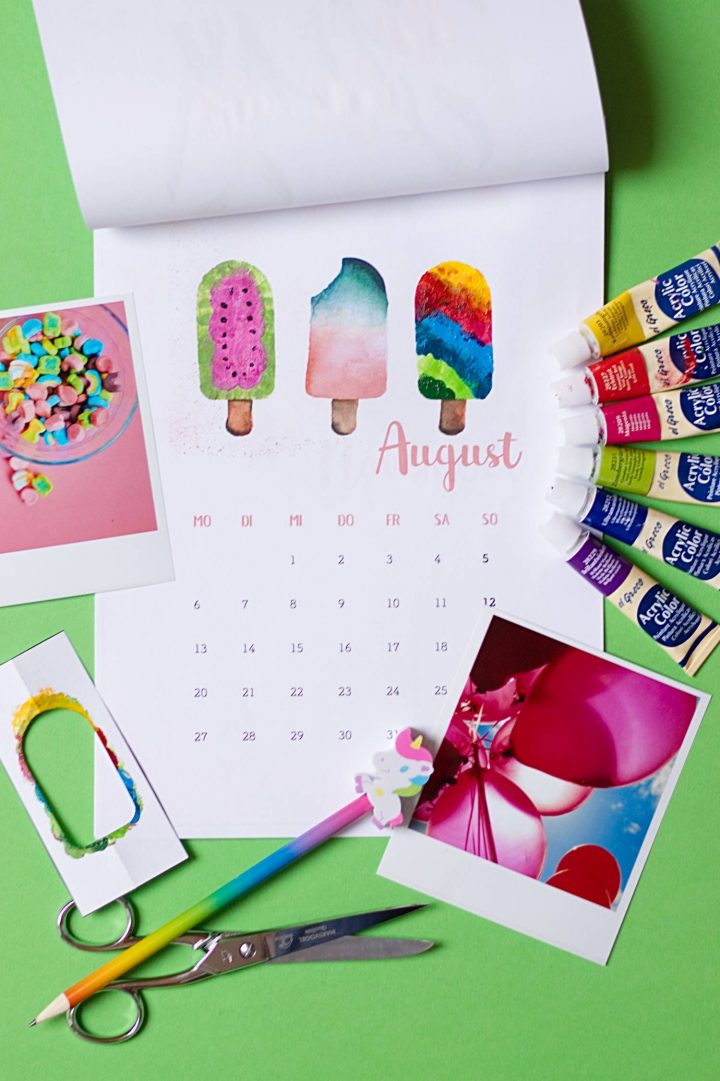 Diy Kalender 2018 Zum Fingerstempeln - Freebie | Kalender innen Kalender Zum Basteln