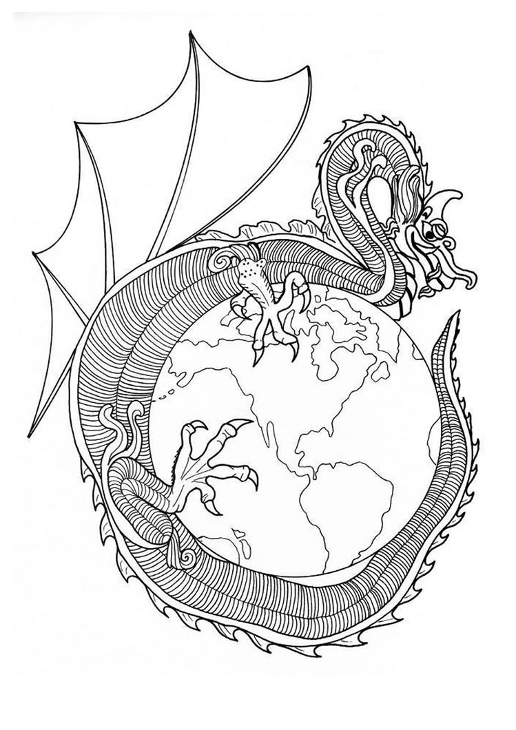 Drachen Mandalas - Ausmalbilder - Ausmalbilder Ausdrucken ganzes Mandala Drachen