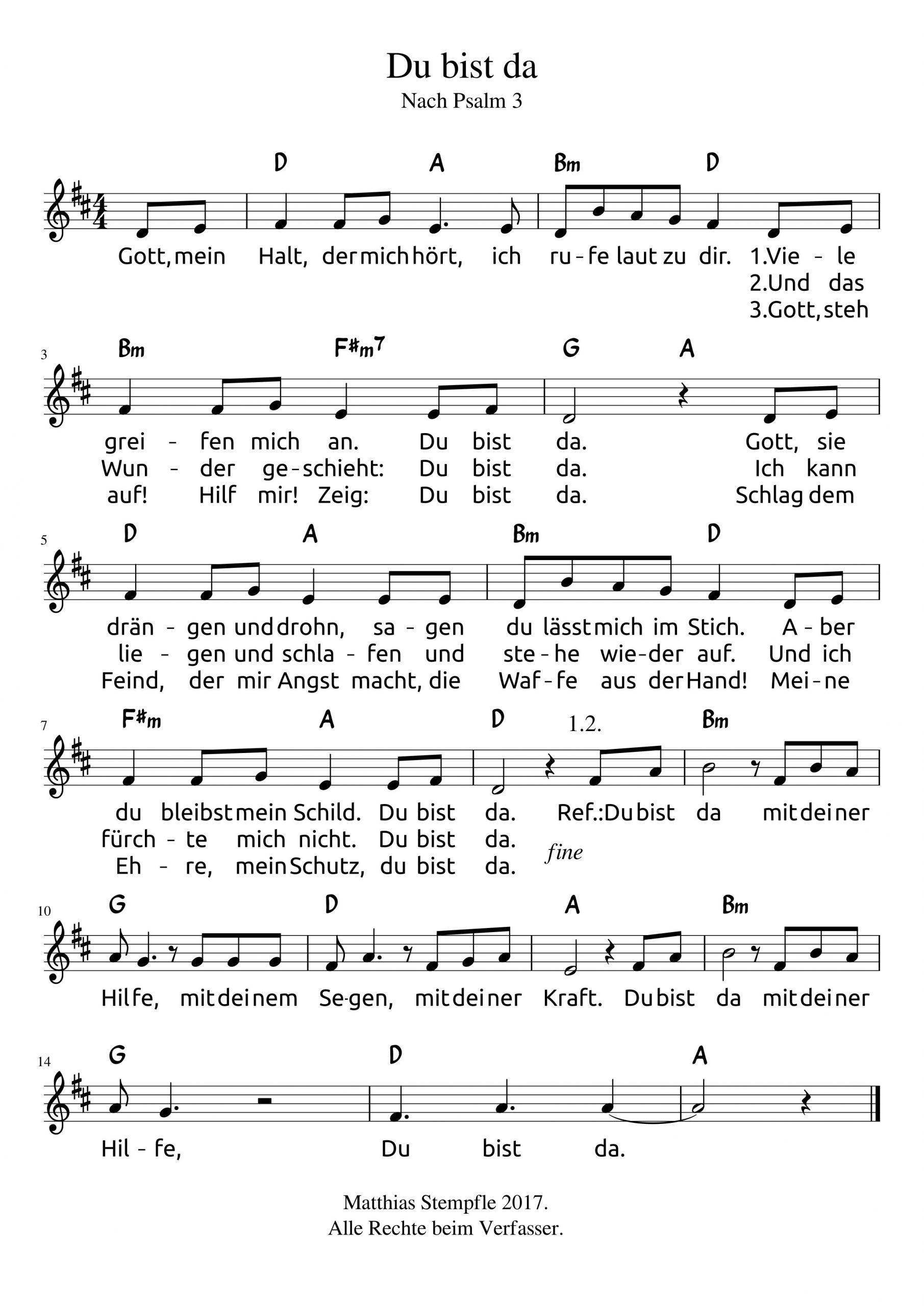 Du Bist Da – Psalm 3 | Psalmen Und Lieder verwandt mit Ich Bin Da Und Du Bist Da Kinderlied