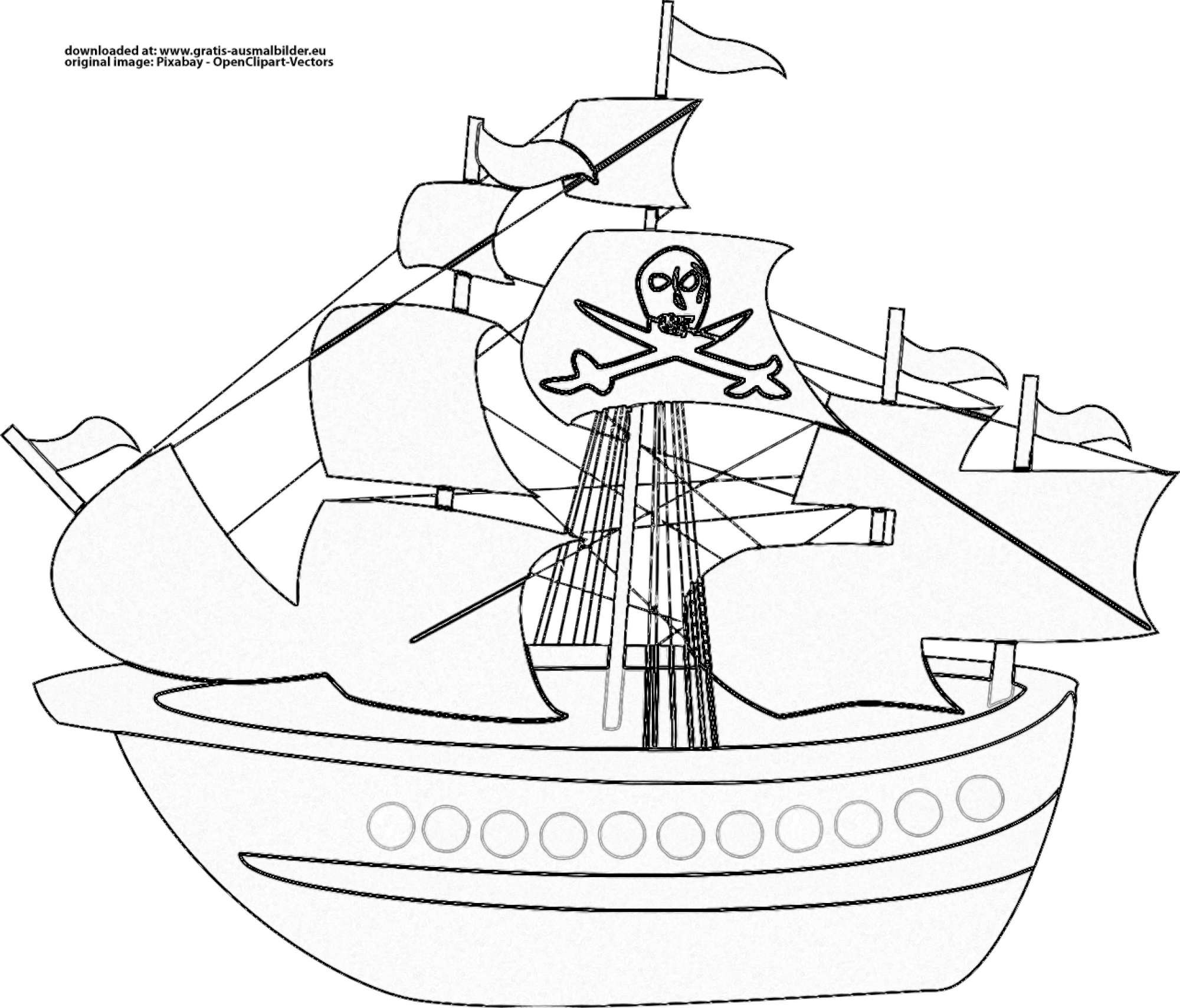 ▷ Piratenschiff - Gratis Ausmalbild bei Piratenschiff Ausmalbild