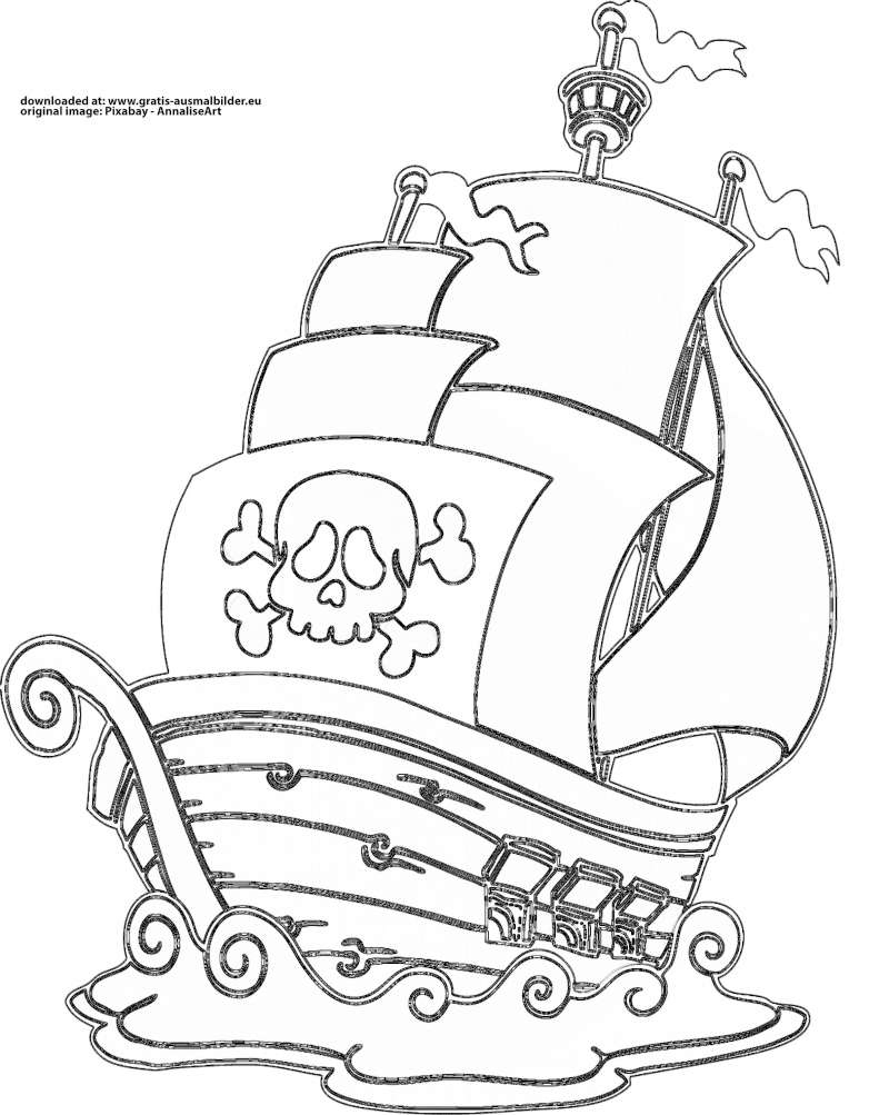 ▷ Piratenschiff - Gratis Ausmalbild verwandt mit Piratenschiff Ausmalbild