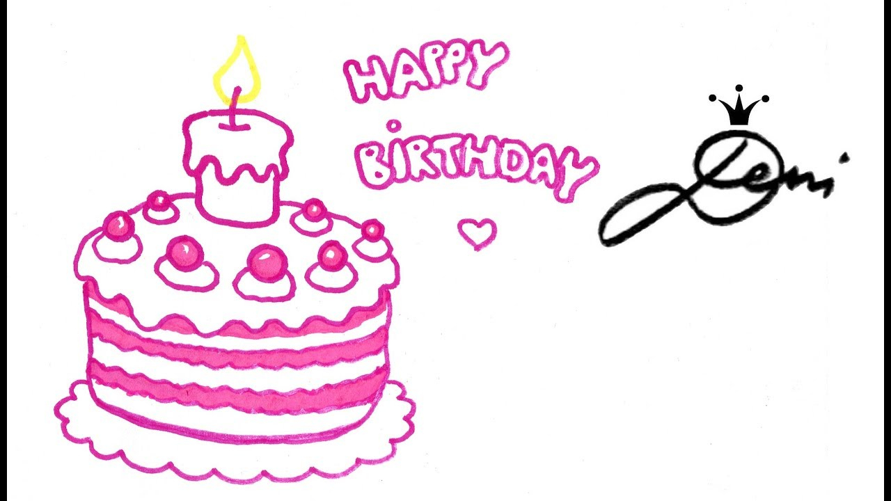 ❤️🎂geburtstagstorte Zeichnen Lernen 🎉 Happy Birthday Drawing 💕 Рисувам  Торта За Рожден Де bestimmt für Geburtstagstorte Malen
