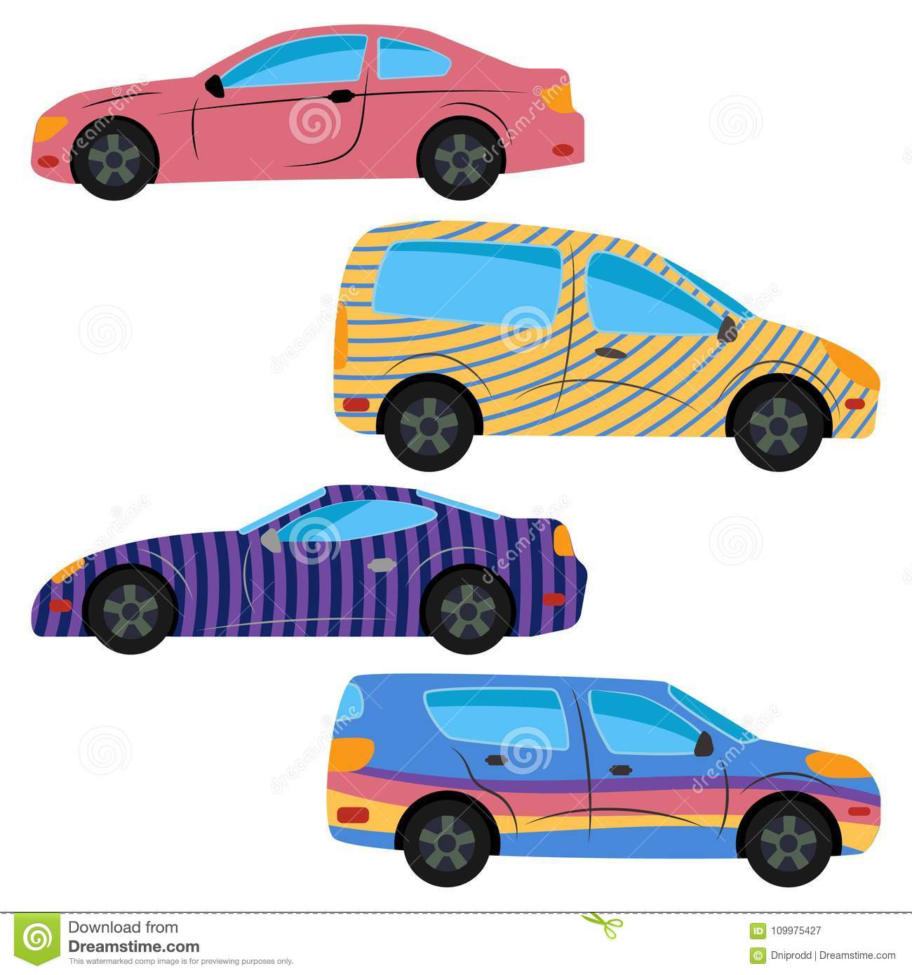 Ein Satz Von Vier Autos Gemalt In Den Verschiedenen Farben verwandt mit Auto Gemalt