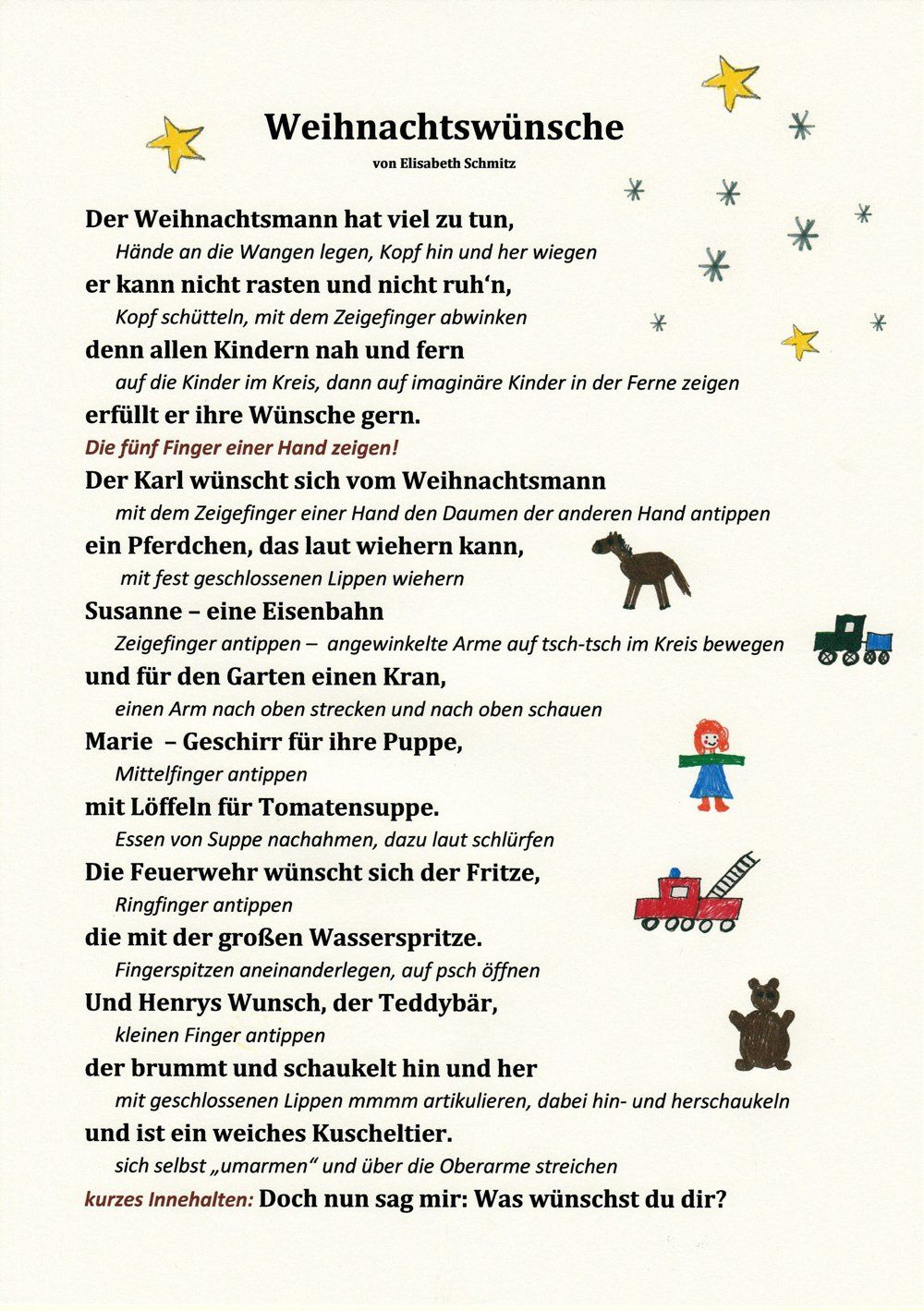 Ein Weihnachtsgedicht Mit Bewegungen (Mit Bildern bei Weihnachtsgedichte Für Kindergartenkinder Kurz