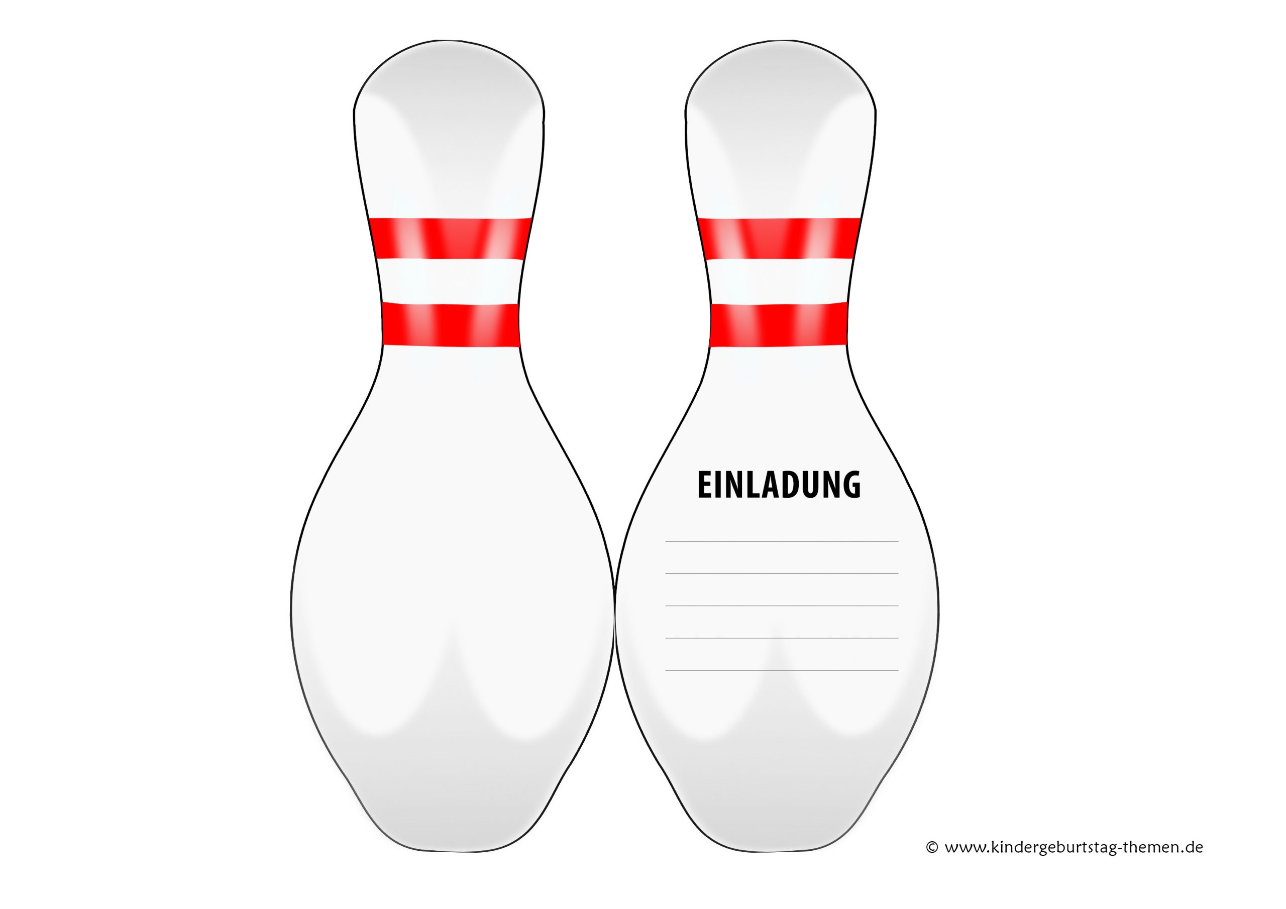 Einladung Kindergeburtstag Bowling (Kegeln): Kostenlose verwandt mit Bastelvorlage Kegel