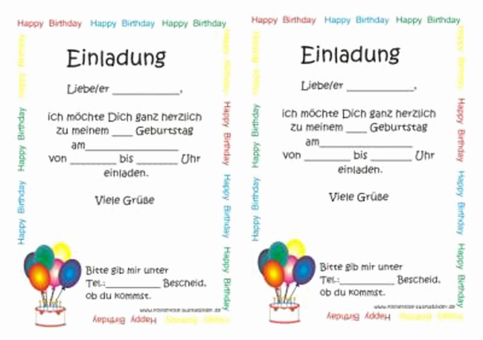 Vordruck Einladung Kindergeburtstag - kinderbilder.download