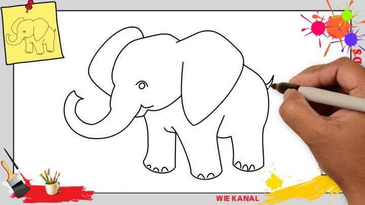 Elefant Zeichnen 4 Schritt Für Schritt Für Anfänger &amp; Kinder - Zeichnen  Lernen Tutorial bestimmt für Kinder Lernen Zeichnen Und Malen