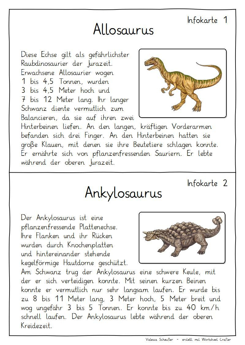 Eulenpost - Kleine Dinosaurier-Kartei (Mit Bildern für Dinosaurier Grundschule Arbeitsblätter