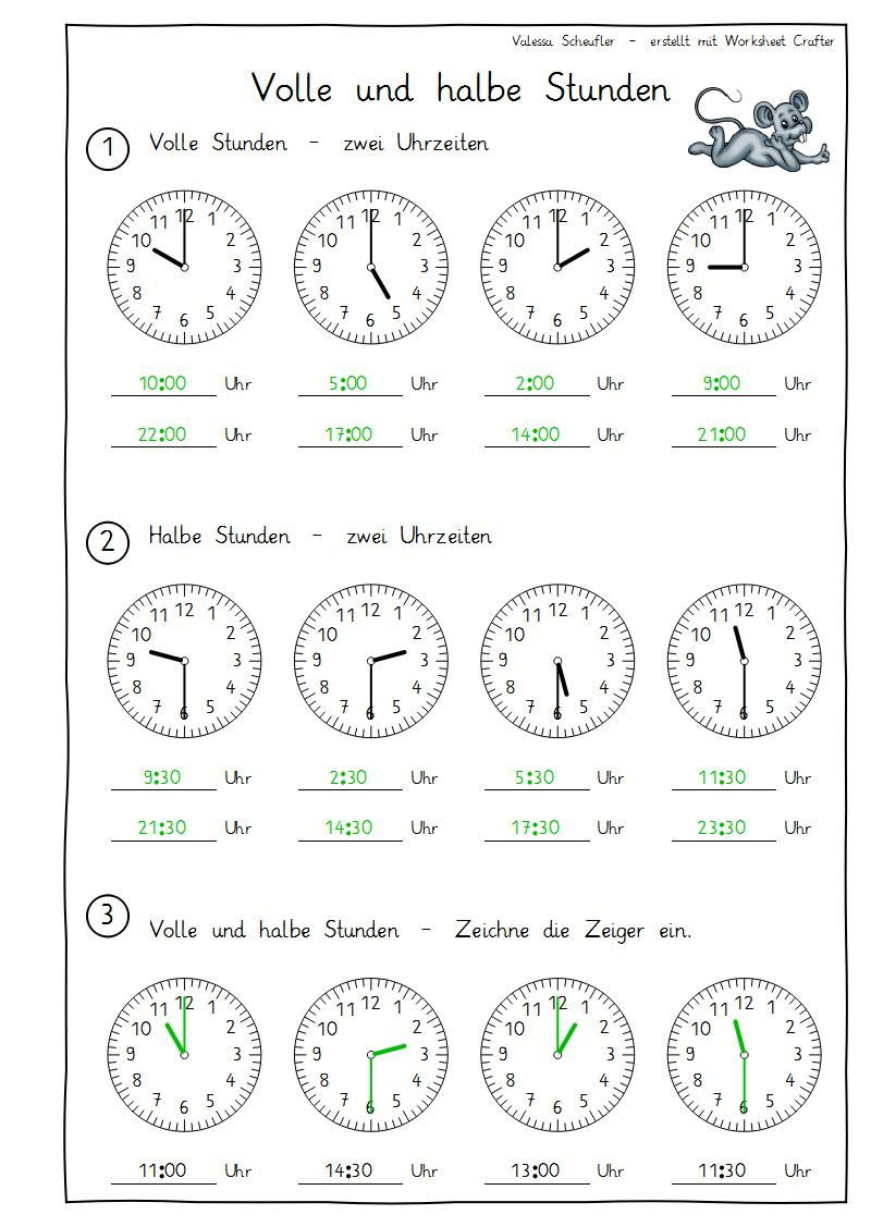 Eulenpost - Uhr - Volle Und Halbe Stunden (Mit Bildern für Uhrzeiten Lernen Grundschule