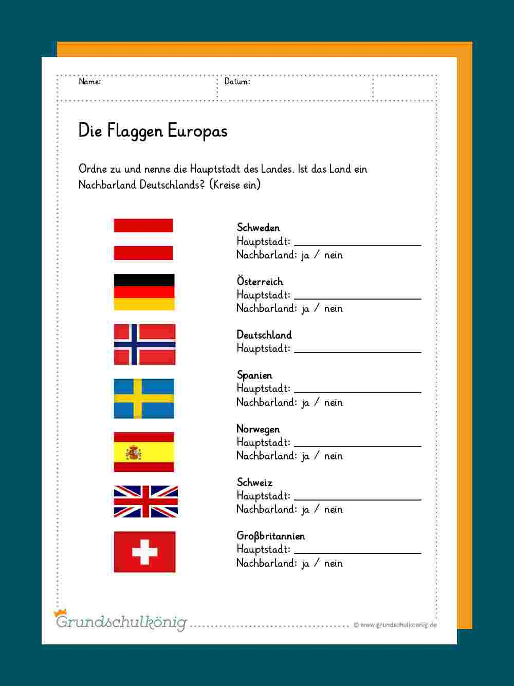 Europa bestimmt für Flaggen Zum Ausdrucken