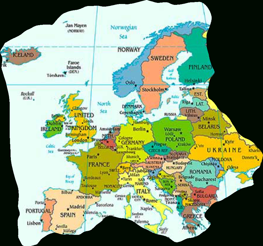 Europakarte Mit Hauptstädten - Europakarte Zum Ausdrucken in Europakarte Zum Drucken