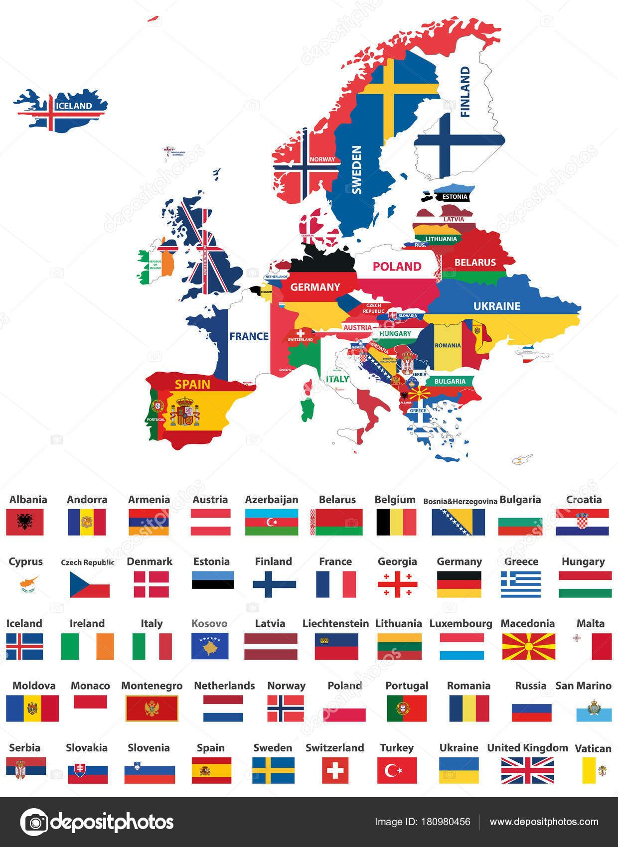 Europakarte Mit Ländern Nationalflaggen Gemischt Alle für Flaggen Zum Ausdrucken