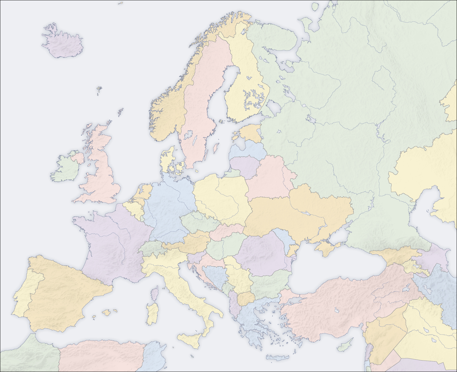 Europakarte (Politische Karte/ohne Namen) : Weltkarte für Europakarte Mit Hauptstädten Zum Ausdrucken