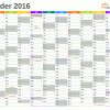 Excel-Kalender 2016 - Kostenlos verwandt mit Jahreskalender 2016 Zum Ausdrucken