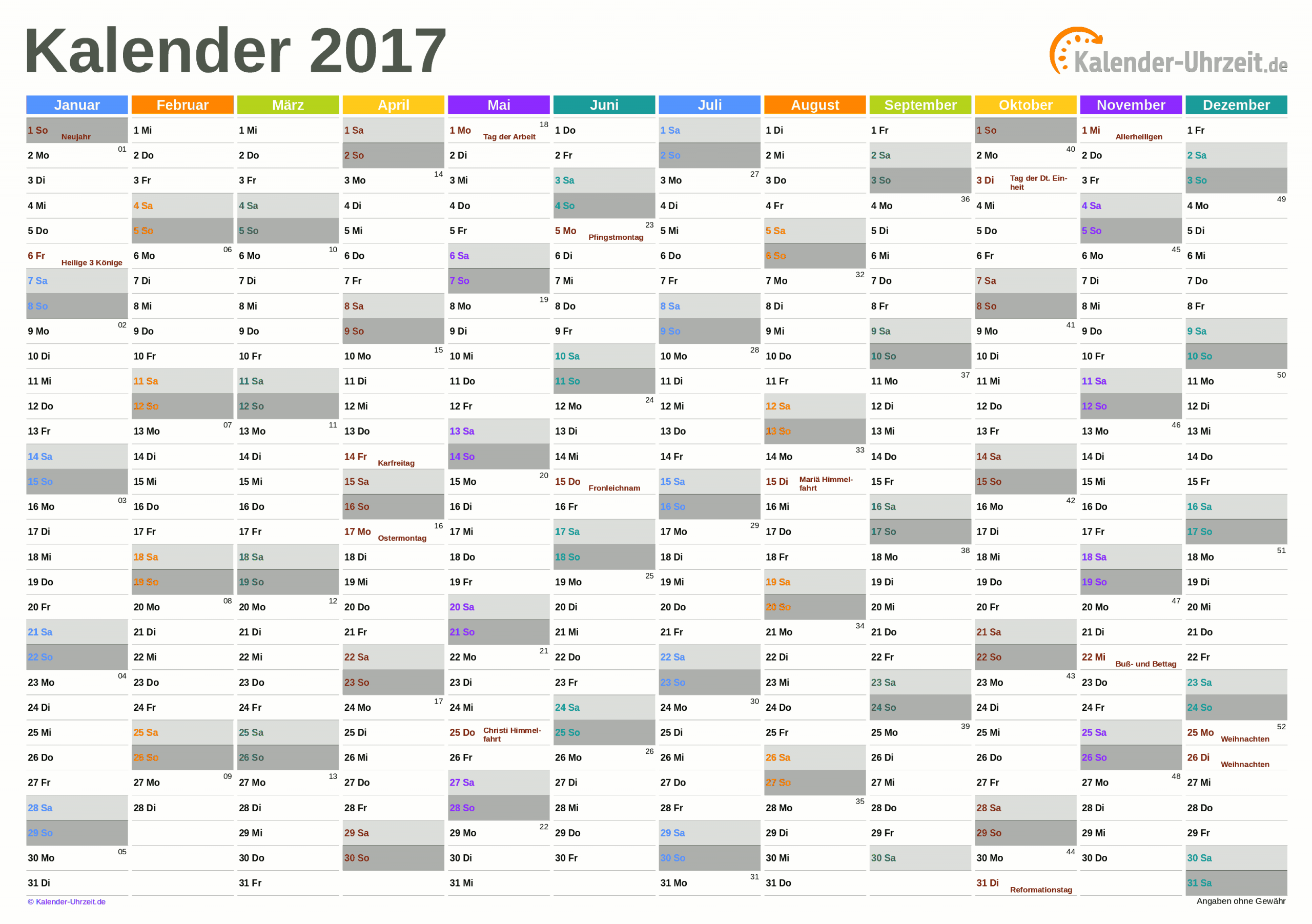 Excel-Kalender 2017 - Kostenlos über Fotokalender 2017 Selbst Gestalten Kostenlos