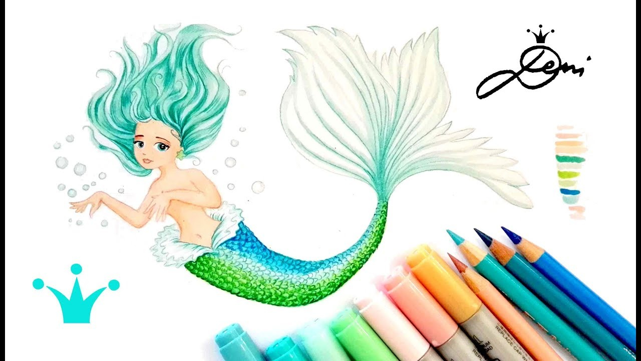 👑 Meerjungfrau Malen Mit Copics &amp; Polychromos Buntstifte 😍 How To Draw A  Mermaid Sirène Русалка verwandt mit Meerjungfrau Malen
