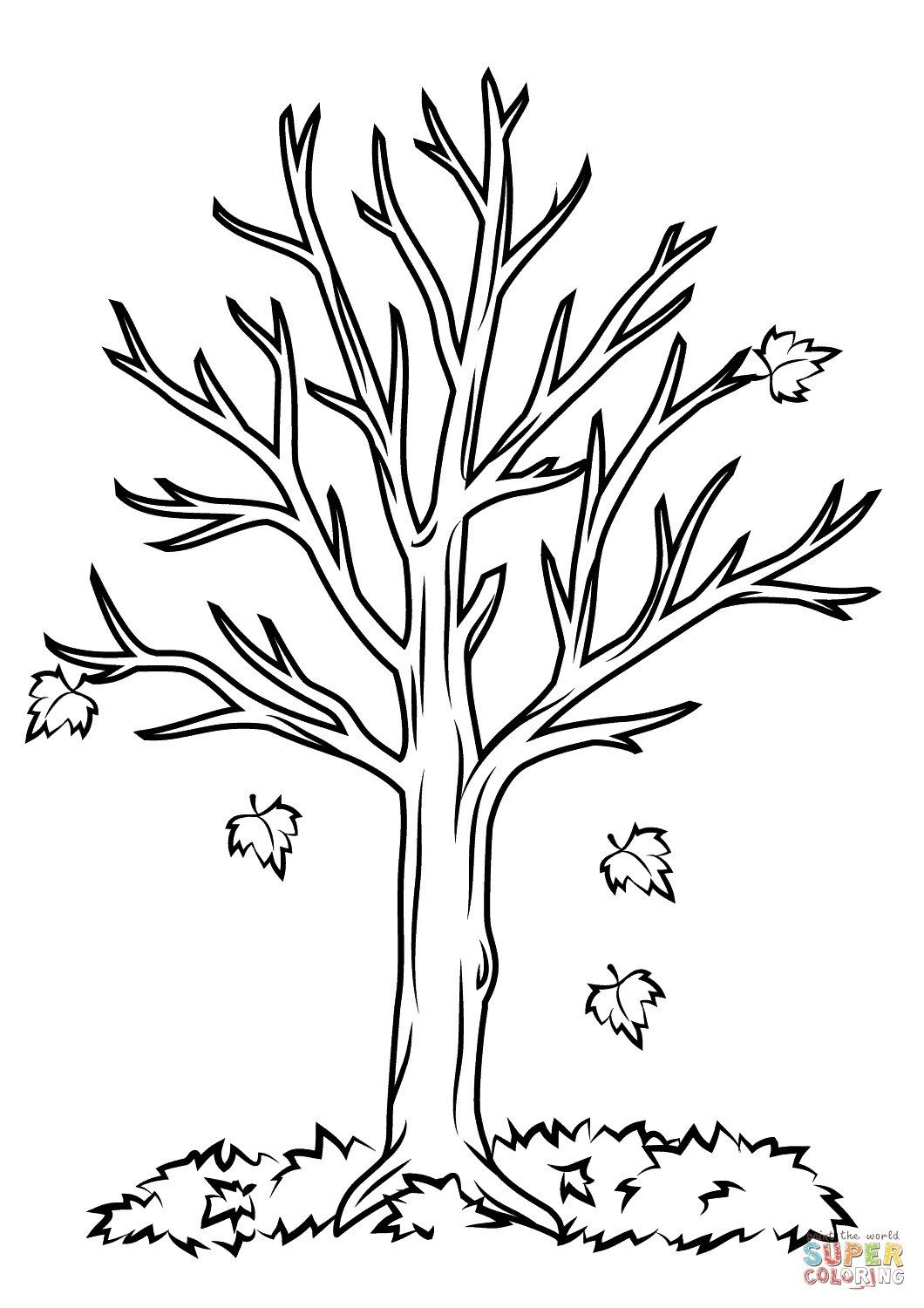 Fall Coloring Pages For Kids Fall Tree Coloring Page Free mit Herbstbaum Zum Ausmalen